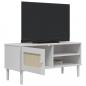 Preview: TV-Schrank SENJA Rattan-Optik Weiß 106x40x49 cm Kiefernholz