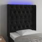 Preview: ARDEBO.de - LED Kopfteil Schwarz 83x16x118/128 cm Samt