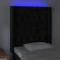 Preview: LED Kopfteil Schwarz 83x16x118/128 cm Samt