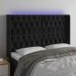 Preview: ARDEBO.de - LED Kopfteil Schwarz 163x16x118/128 cm Samt