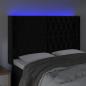 Preview: LED Kopfteil Schwarz 163x16x118/128 cm Samt