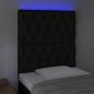 Preview: LED Kopfteil Schwarz 80x7x118/128 cm Stoff