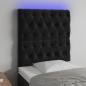 Preview: ARDEBO.de - LED Kopfteil Schwarz 80x7x118/128 cm Samt