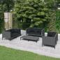 Preview: ARDEBO.de - 7-tlg. Garten-Lounge-Set mit Kissen Poly Rattan Dunkelgrau