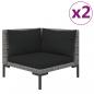 Preview: Gartensofas 2 Stk. mit Kissen Halbrundes Poly Rattan