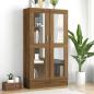 Preview: ARDEBO.de - Vitrinenschrank Braun Eiche-Optik 82,5x30,5x150cm Holzwerkstoff