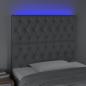 Preview: LED Kopfteil Hellgrau 100x7x118/128 cm Stoff