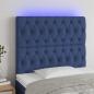 Preview: ARDEBO.de - LED Kopfteil Blau 100x7x118/128 cm Stoff