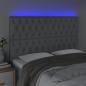 Preview: LED Kopfteil Hellgrau 160x7x118/128 cm Stoff