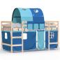 Preview: Kinderhochbett mit Tunnel Blau 90x200 cm Massivholz Kiefer