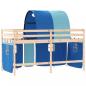 Preview: Kinderhochbett mit Tunnel Blau 90x200 cm Massivholz Kiefer