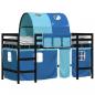 Preview: Kinderhochbett mit Tunnel Blau 90x190 cm Massivholz Kiefer