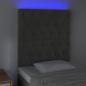 Preview: LED Kopfteil Dunkelgrau 80x7x118/128 cm Samt