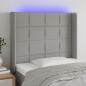 Preview: ARDEBO.de - LED Kopfteil Hellgrau 93x16x118/128 cm Stoff