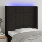 Preview: ARDEBO.de - LED Kopfteil Schwarz 93x16x118/128 cm Stoff