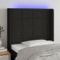 Preview: ARDEBO.de - LED Kopfteil Schwarz 103x16x118/128 cm Stoff