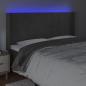 Preview: LED Kopfteil Dunkelgrau 183x16x118/128 cm Samt