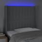 Preview: LED Kopfteil Hellgrau 93x16x118/128 cm Stoff