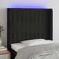 Preview: ARDEBO.de - LED Kopfteil Schwarz 93x16x118/128 cm Stoff