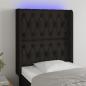 Preview: ARDEBO.de - LED Kopfteil Schwarz 83x16x118/128 cm Stoff