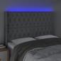 Preview: LED Kopfteil Hellgrau 163x16x118/128 cm Stoff