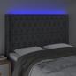 Preview: LED Kopfteil Dunkelgrau 163x16x118/128 cm Stoff