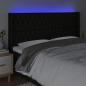 Preview: LED Kopfteil Schwarz 183x16x118/128 cm Stoff