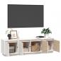 Preview: TV-Schrank Weiß 156x37x45 cm Massivholz Kiefer