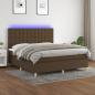 Preview: ARDEBO.de - Boxspringbett mit Matratze & LED Dunkelbraun 180x200 cm Stoff