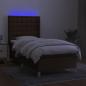 Preview: Boxspringbett mit Matratze & LED Dunkelbraun 90x200 cm Stoff