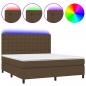 Preview: Boxspringbett mit Matratze & LED Dunkelbraun 180x200 cm Stoff