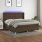 Preview: ARDEBO.de - Boxspringbett mit Matratze & LED Dunkelbraun 180x200 cm Stoff