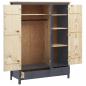 Preview: Kleiderschrank mit 3 Türen Hill Grau 127x50x170 cm Kiefernholz