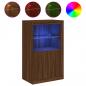 Preview: Beistellschrank mit LED-Leuchten Braun Eiche Holzwerkstoff