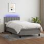 Preview: ARDEBO.de - Boxspringbett mit Matratze & LED Dunkelgrau 100x200 cm Stoff