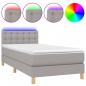 Preview: Boxspringbett mit Matratze & LED Hellgrau 80x200 cm Stoff