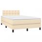 Preview: Boxspringbett mit Matratze & LED Creme 120x200 cm Stoff