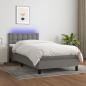 Preview: ARDEBO.de - Boxspringbett mit Matratze & LED Dunkelgrau 80x200 cm Stoff