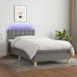 Preview: ARDEBO.de - Boxspringbett mit Matratze & LED Dunkelgrau 80x200 cm Stoff