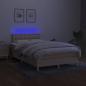 Preview: Boxspringbett mit Matratze & LED Creme 120x200 cm Stoff