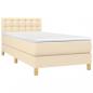 Preview: Boxspringbett mit Matratze & LED Creme 100x200 cm Stoff