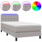 Preview: Boxspringbett mit Matratze & LED Hellgrau 80x200 cm Stoff