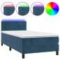 Preview: Boxspringbett mit Matratze & LED Dunkelblau 90x190 cm Samt