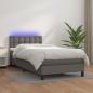 Preview: ARDEBO.de - Boxspringbett mit Matratze & LED Grau 100x200 cm Kunstleder