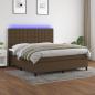 Preview: ARDEBO.de - Boxspringbett mit Matratze & LED Dunkelbraun 160x200 cm Stoff