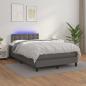 Preview: ARDEBO.de - Boxspringbett mit Matratze & LED Grau 120x200 cm Kunstleder