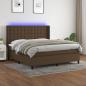 Preview: ARDEBO.de - Boxspringbett mit Matratze & LED Dunkelbraun 160x200 cm Stoff