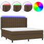 Preview: Boxspringbett mit Matratze & LED Dunkelbraun 160x200 cm Stoff