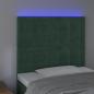 Preview: LED Kopfteil Dunkelgrün 80x5x118/128 cm Samt