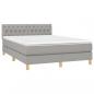 Preview: Boxspringbett mit Matratze & LED Hellgrau 140x190 cm Stoff